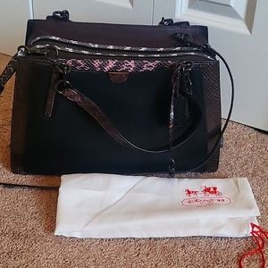 Coach Dreamer Exotic Black Multi Leather Satchel Bag